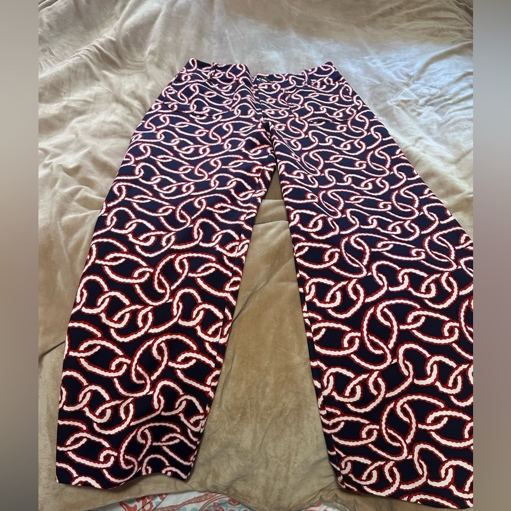 Anthropologie Colette Nautical Ropes Ponte Red and Blue Patterned Garment 28